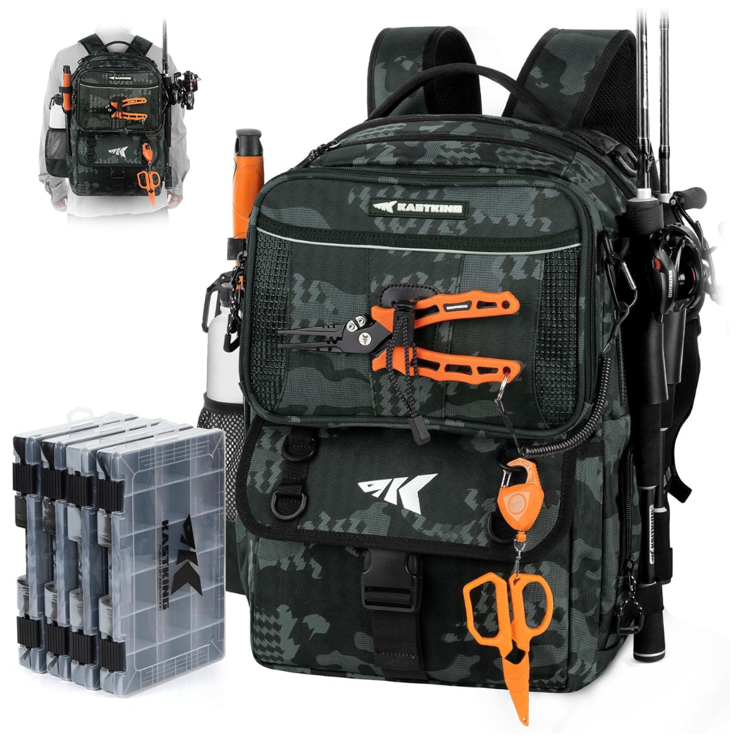 KastKing BaitSpace Fishing Tackle Backpack W/ Removable Bait Binder