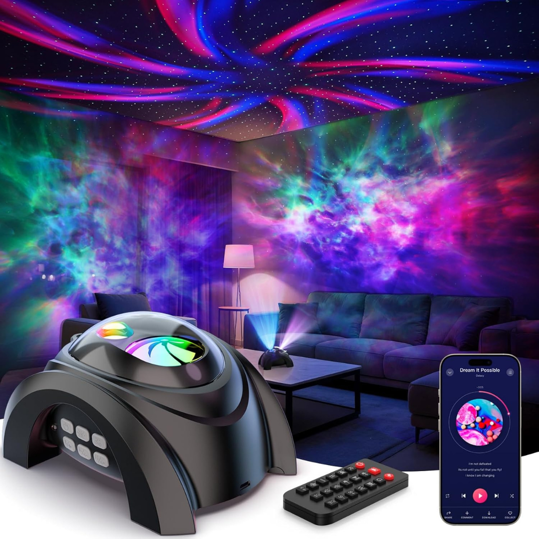 Dual Lens Galaxy Projector With 58 Light Effects & Speaker