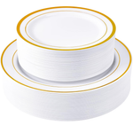 100-Piece JollyPack Disposable Gold Plastic Party Plates Set