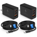 2-Pack 100W Super Fast Chargers With 2-Pack 10ft Cables