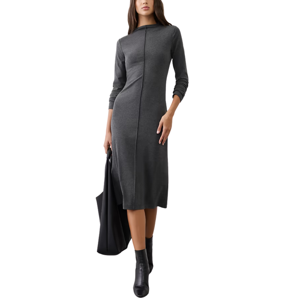 Women's Cozy Ribbed Knit Midi Dress