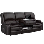 3-Seat PU Leather Recliner Sofa With Console & USB Port