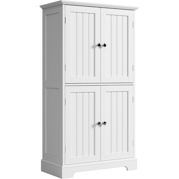 Modern Bathroom Storage Cabinet W/ 4 Doors & Adjustable Shelves