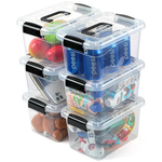 6-Pack Eoenvivs Plastic Storage Bins W/ Lids, Buckle-Up Latches & Handle