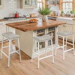 Set Of 3 Counter Height Bar Stools With PU Leather Saddle Seats And White Metal Legs