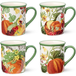 Set of 4 18-Oz Harvest Fields Ceramic Coffee Mugs