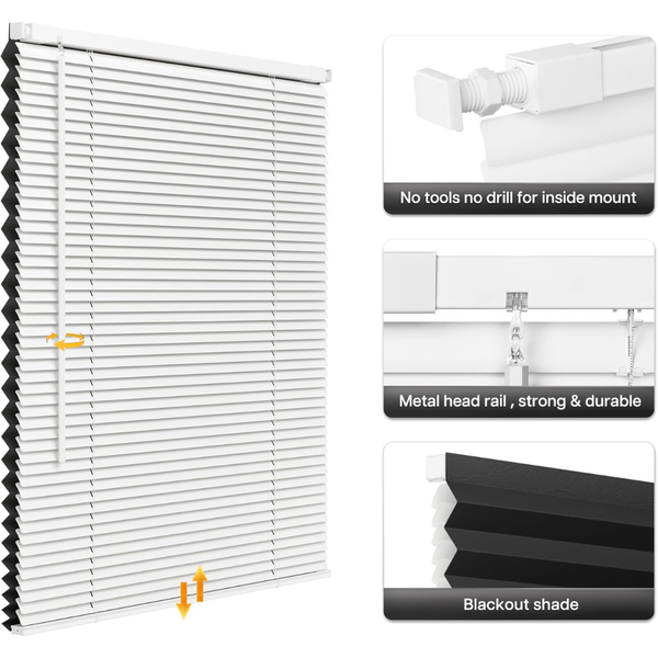 LazBlinds No Tools No Drill Cordless 1" Vinyl Mini Blinds