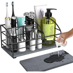 5 Slots Bathroom Counter Organizer with Diatomaceous Earth Tray