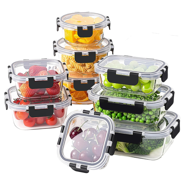 18-Piece Airtight Glass Meal Prep Containers With Lids
