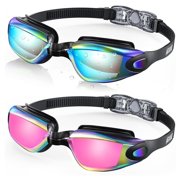 2-Pack Aegend Swim Goggles (Aqua & Bright Rose)