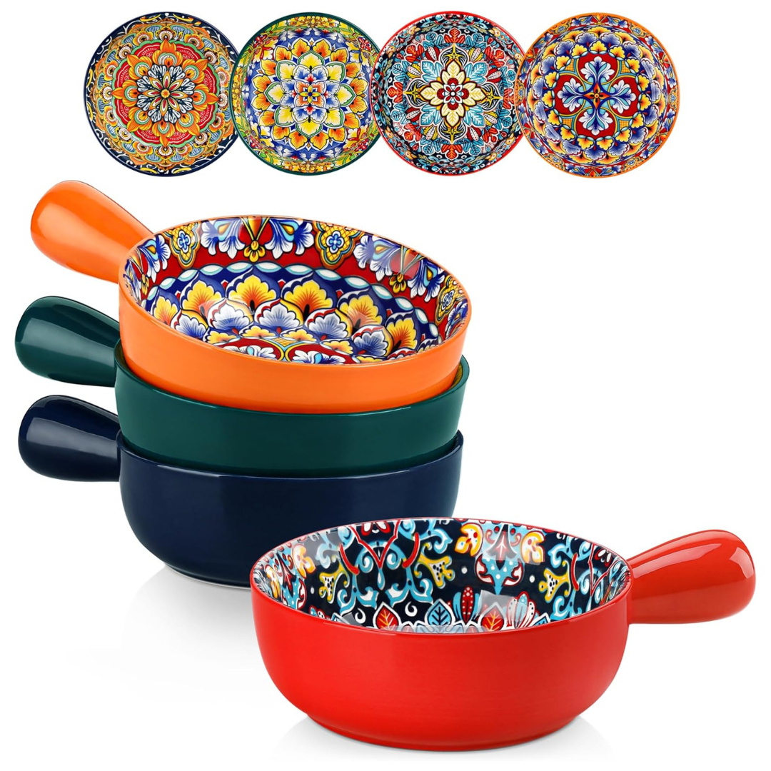 4-Piece Vancasso 23-Ounce French Onion Soup Bowls W/ Handle