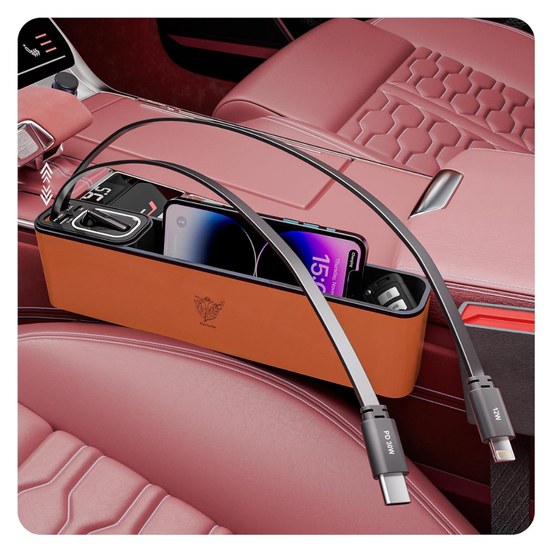 Car Seat Gap Filler Organizer With Charger