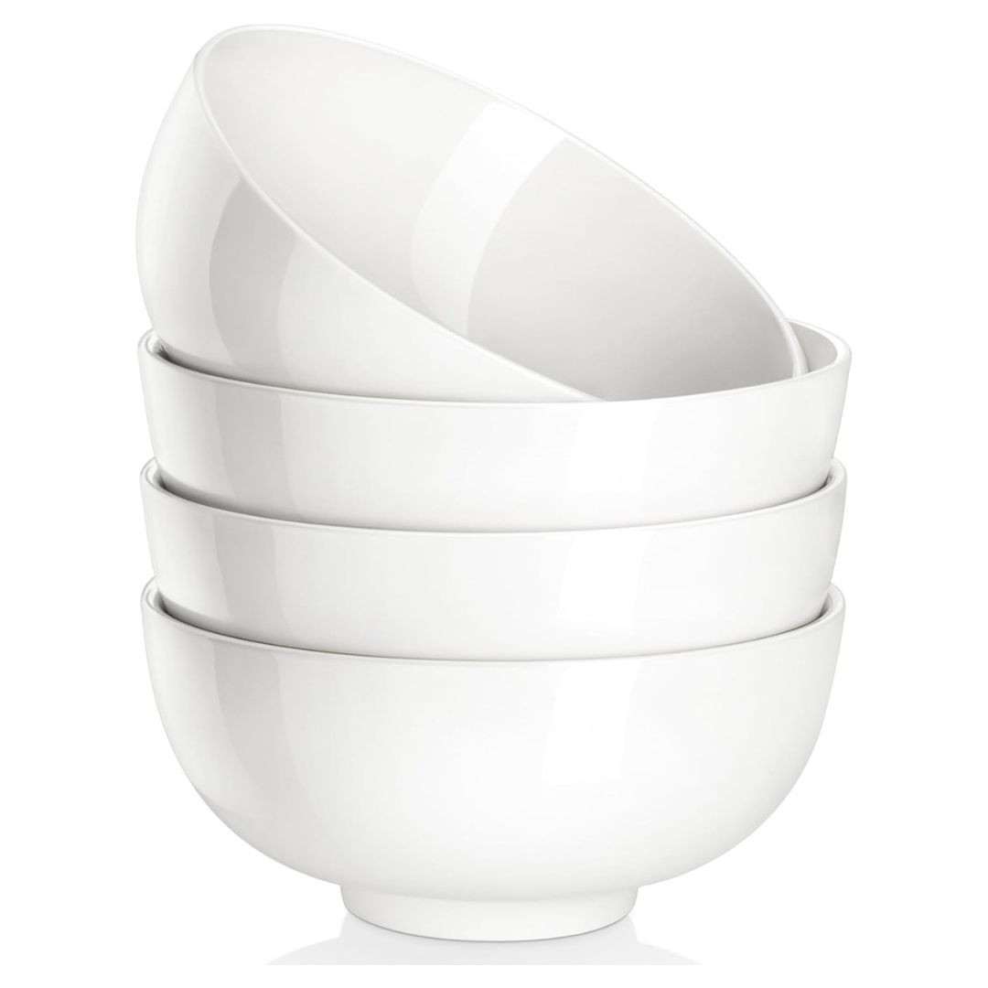 4-Pack 26 oz Porcelain White Ceramic Soup Bowls