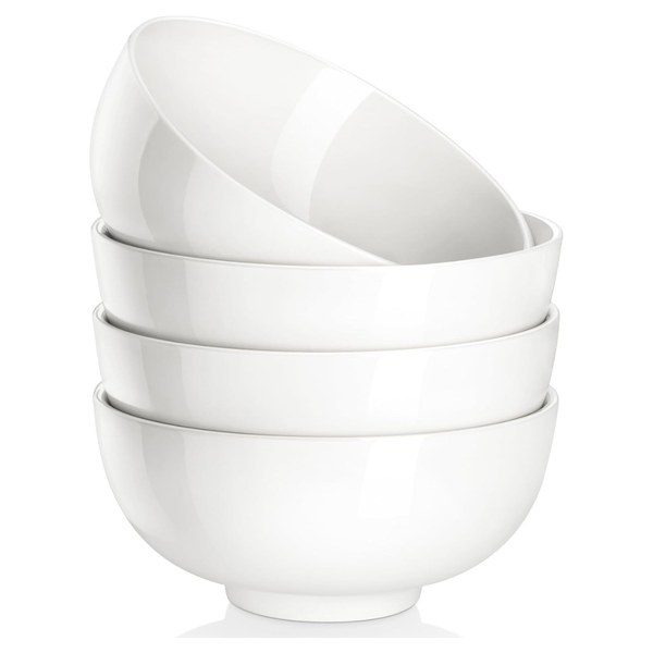 4-Pack 26 oz Porcelain White Ceramic Soup Bowls