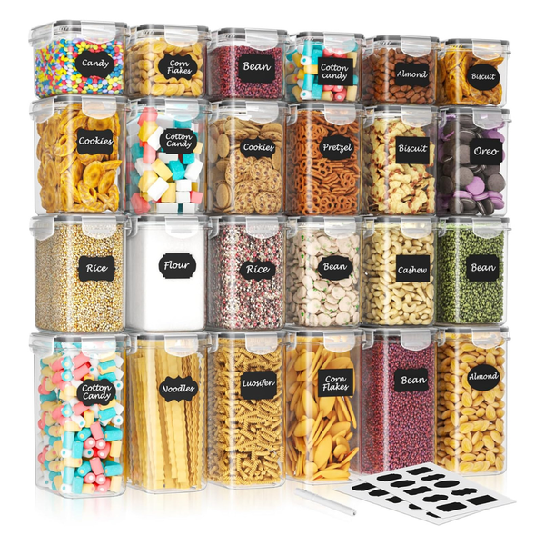 24-Piece Airtight Food Storage Containers With Lids & 24 Labels