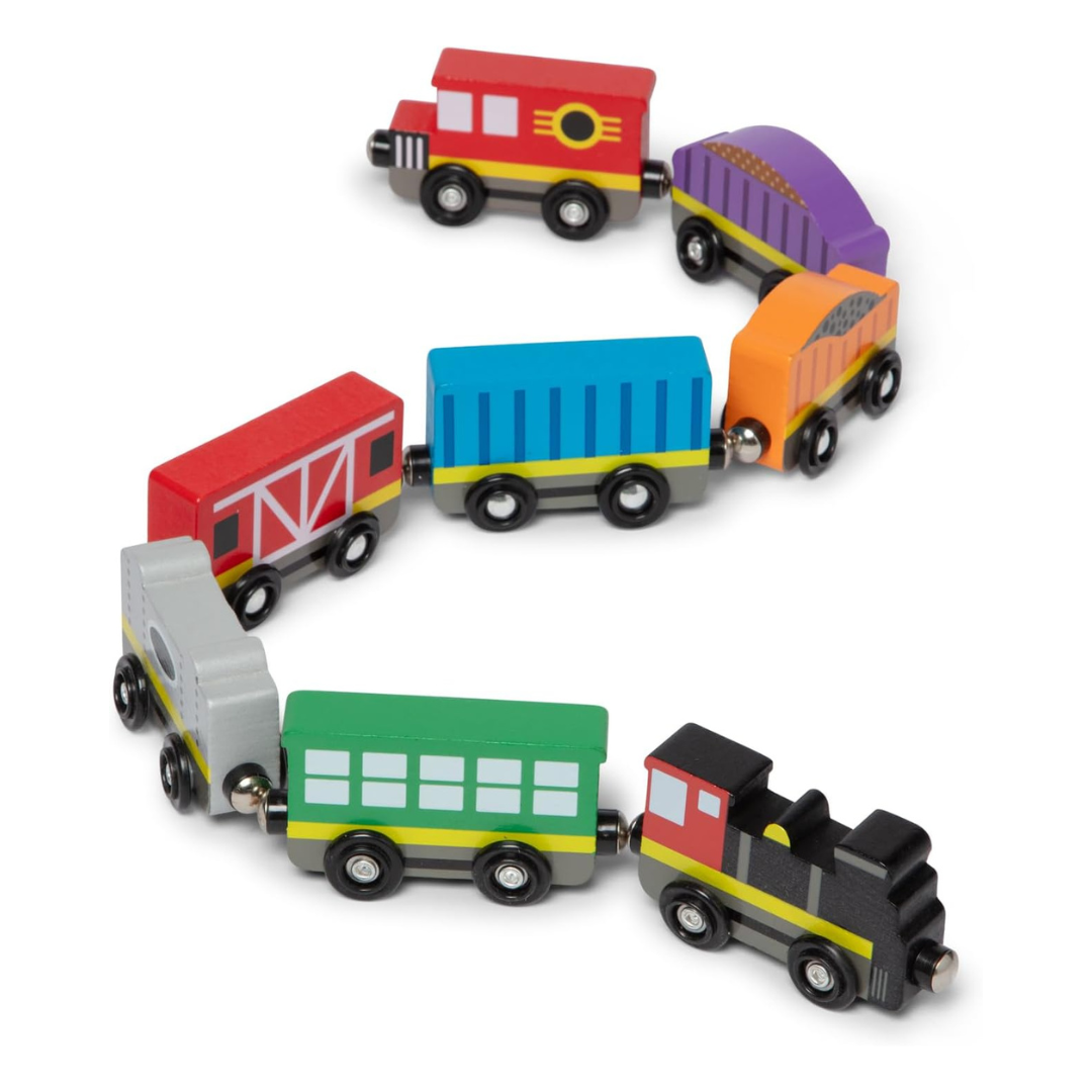 8-Piece Melissa & Doug Magnetic Wooden Train Cars Set