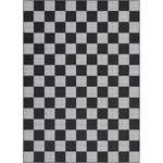 5' X 7' Dark Geometric Washable Checkered Area Rug