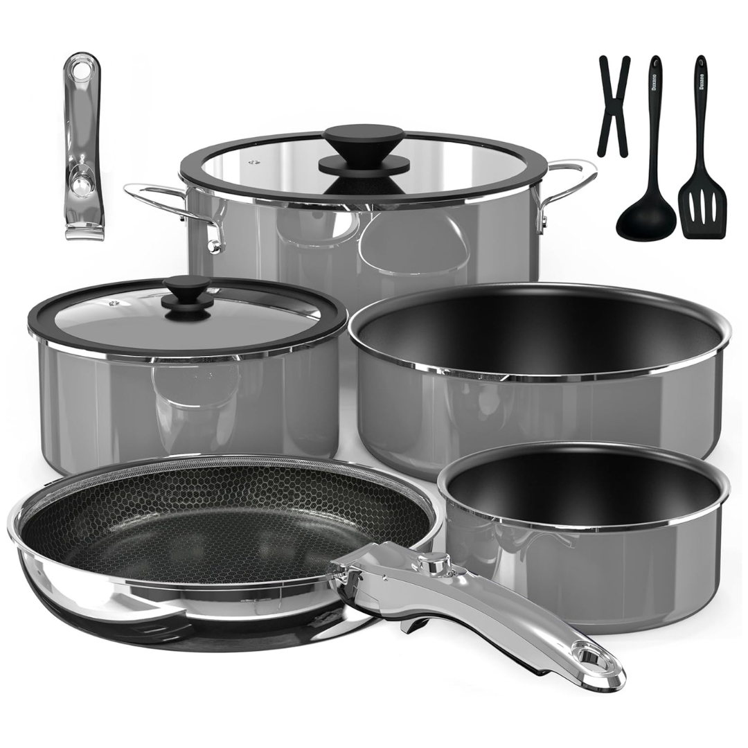 12-Piece DUXANO Hybrid 3-Ply Pro Ceramic Pots And Pans Set (2 Colors)