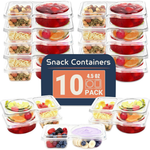 10-Pack 2 Compartment Snack Containers With Secure-Fit Lids