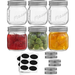 6-Pack 8 oz JoyJolt Mason Jars With Lids