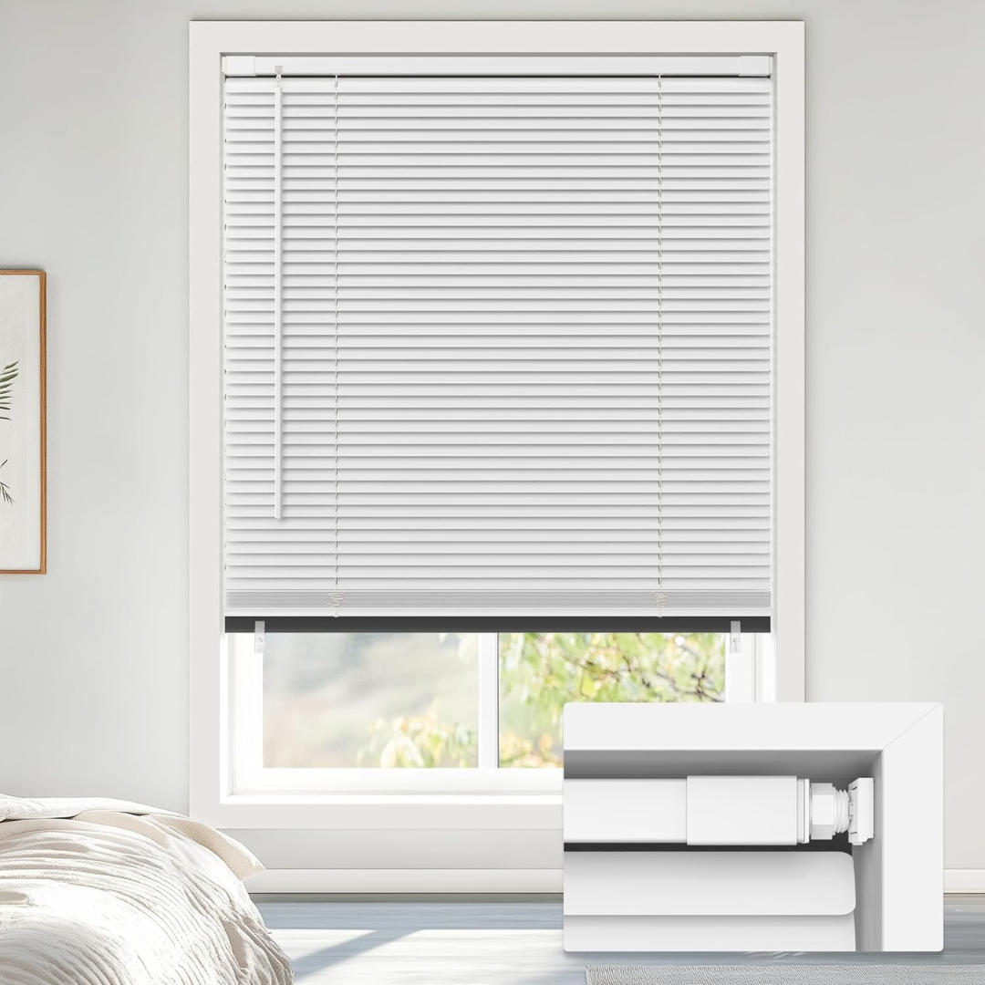 LazBlinds No Tools No Drill Cordless 1" Vinyl Mini Blinds