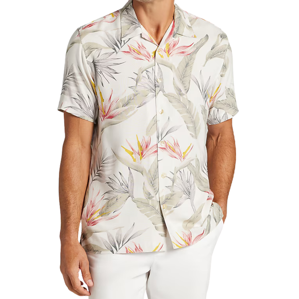 1905 Collection Tailored Fit Tropical Floral Short Sleeve Camp Shirt