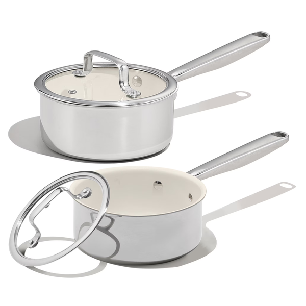 Carote 1.5QT & 3QT Tri-Ply Stainless Steel Ceramic Nonstick Saucepan Set