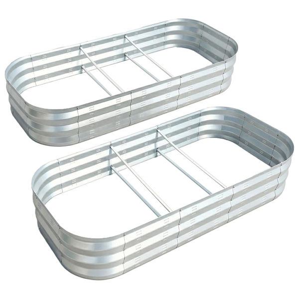 2-Pack Outdoor Galvanized Metal Planters With Vents