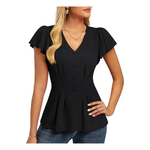 Grace Karin Women's Ruffle Sleeve V-Neck Summer Peplum Blouse