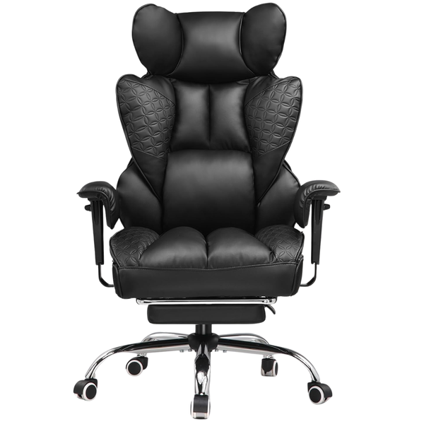 Heavy Duty PU Leather Ergonomic Office Chair W/ Footrest & Lumbar Support (400lbs)