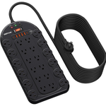 15ft Power Strip Surge Protector With 6 USB Ports (2 USB-C)