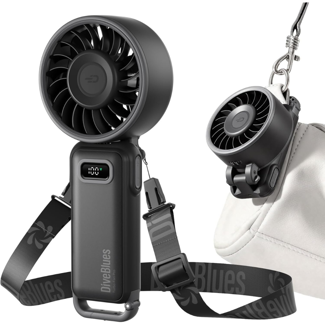 Diveblues 100-Speed Rechargeable Foldable Handheld Turbo Fan (2 Colors)