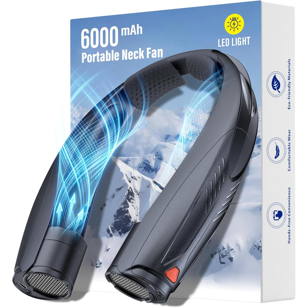 Portable Neck Fan With Reading Light And 6000mAh Battery