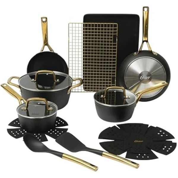 16-Piece Platinum Abbottsford Aluminum Non Stick Cookware Set
