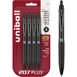 4-Pack uniball 207 Plus+ Retractable Gel Pens (Medium Point, 0.7mm, Black)