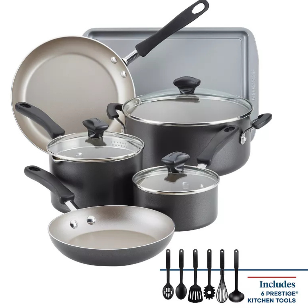 Farberware Cookstart 15-Piece DiamondMax Nonstick Cookware Set + $10 Kohls Cash