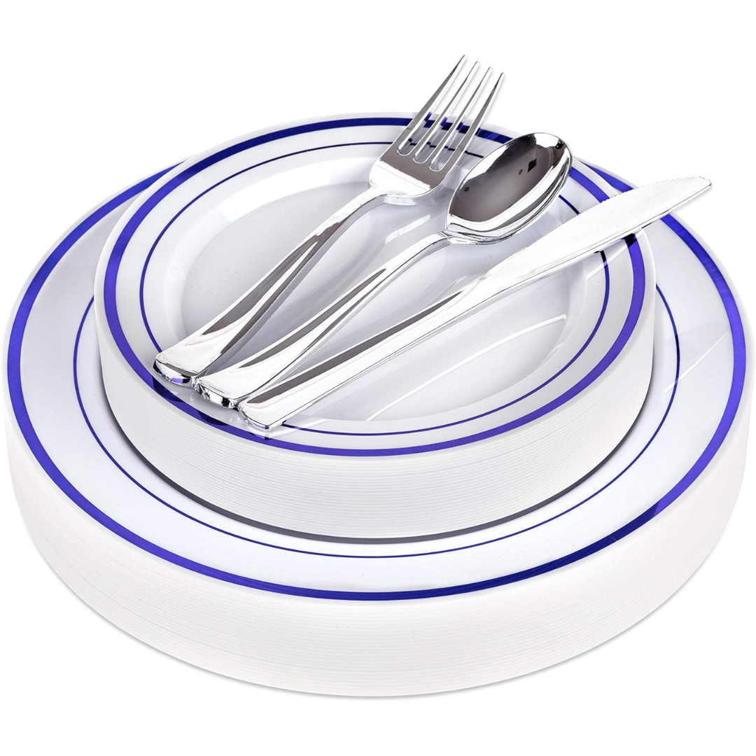 125-Piece Plastic Plates Disposable Dinnerware Set