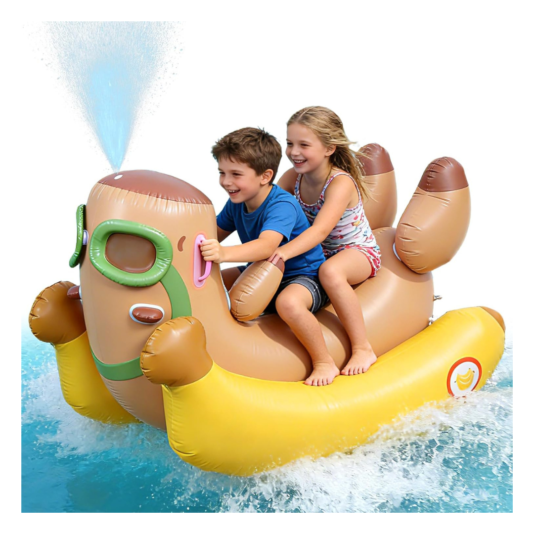 72'' 3-in-1 Kids Inflatable Swimming Pool Float w/ Sprinkler