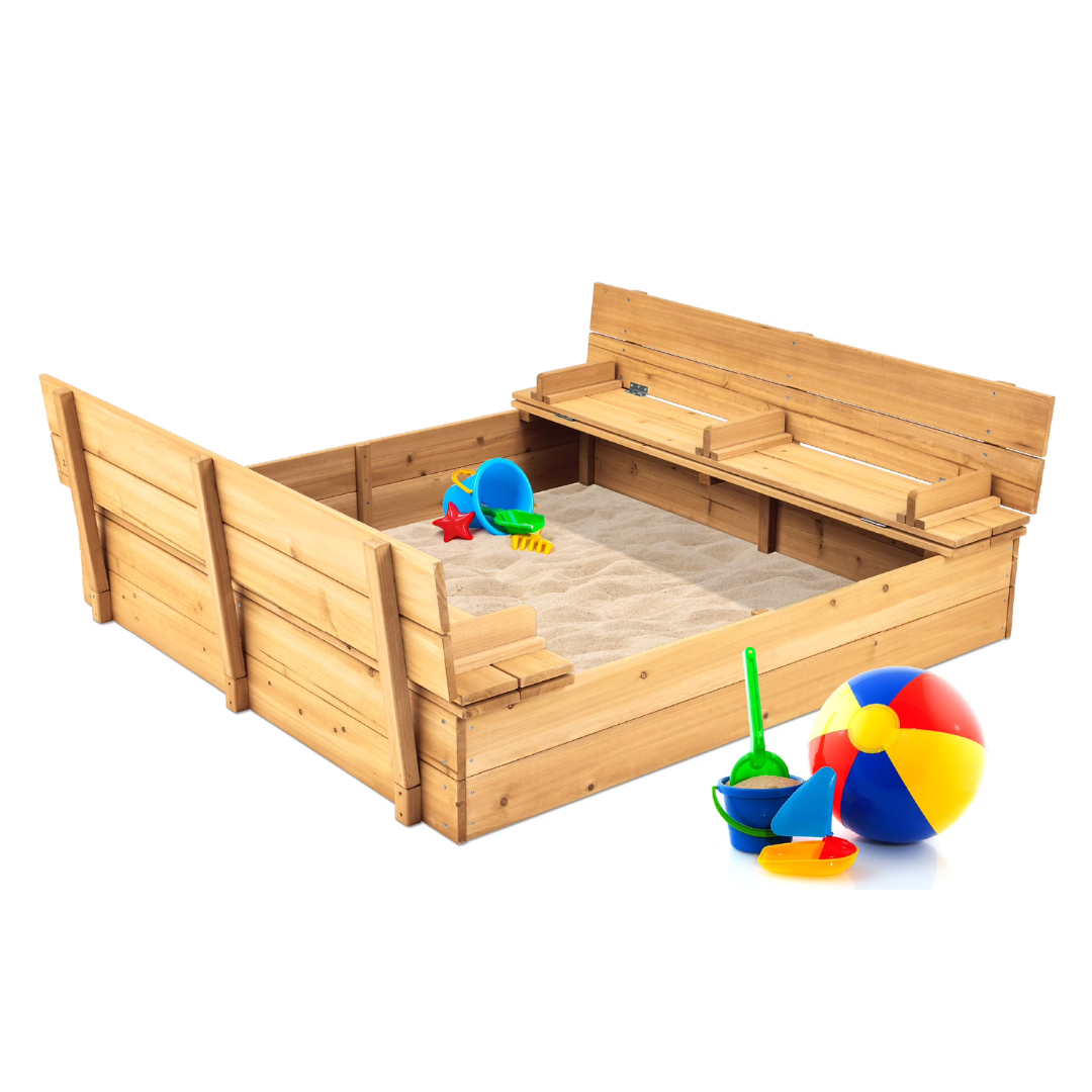 Best Choice Products Kids Large Outdoor Wooden Sand Box