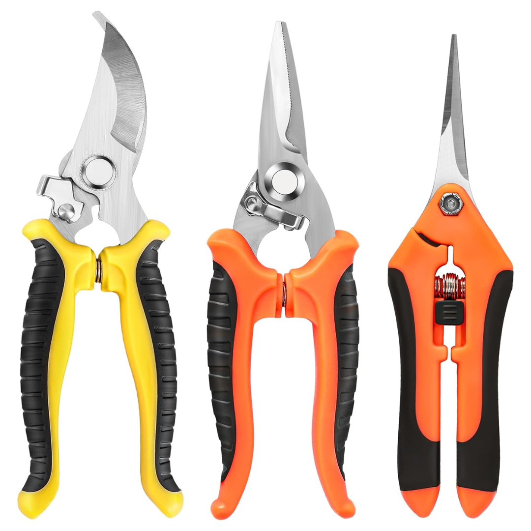 3-Pack Stainless Steel Garden Pruning Shears