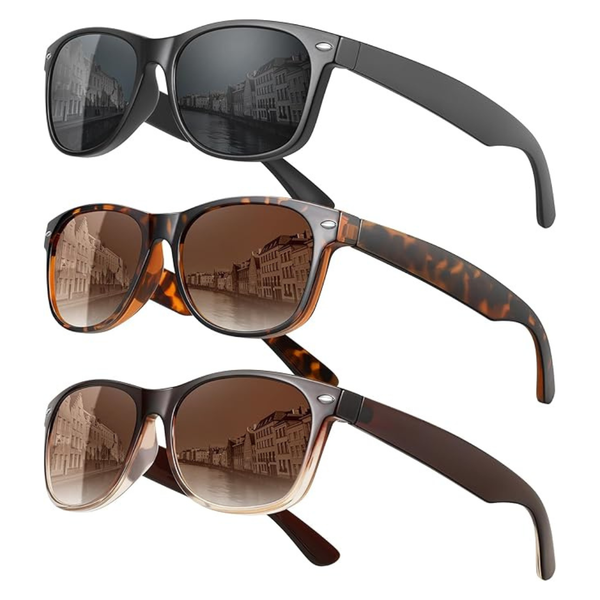 3-Pack Unisex Classic Polarized Sunglasses (select Options)