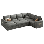 108" 7 Seat U Shaped Sectional Sleeper Sofa With Pull Out Bed