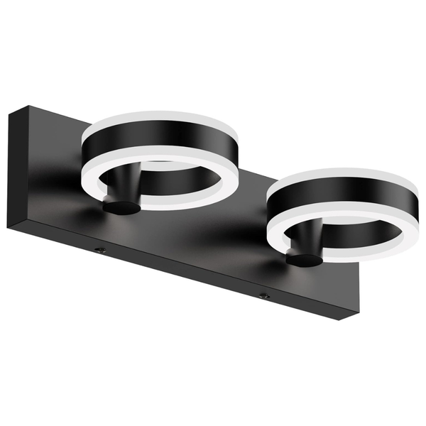 15" Black 2-Light LED Vanity Wall Sconce