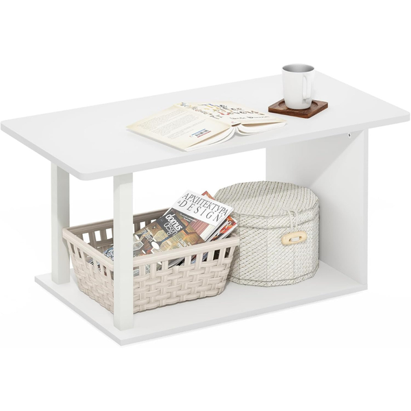 2-Tier Modern Basic Coffee Table with Open Shelf