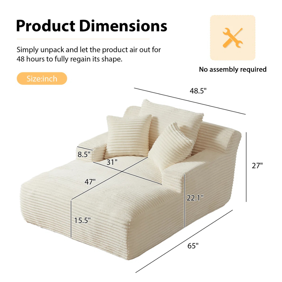 50" Latitude Run Corduroy Indoor Chaise Lounge Sleeper Sofa Chair