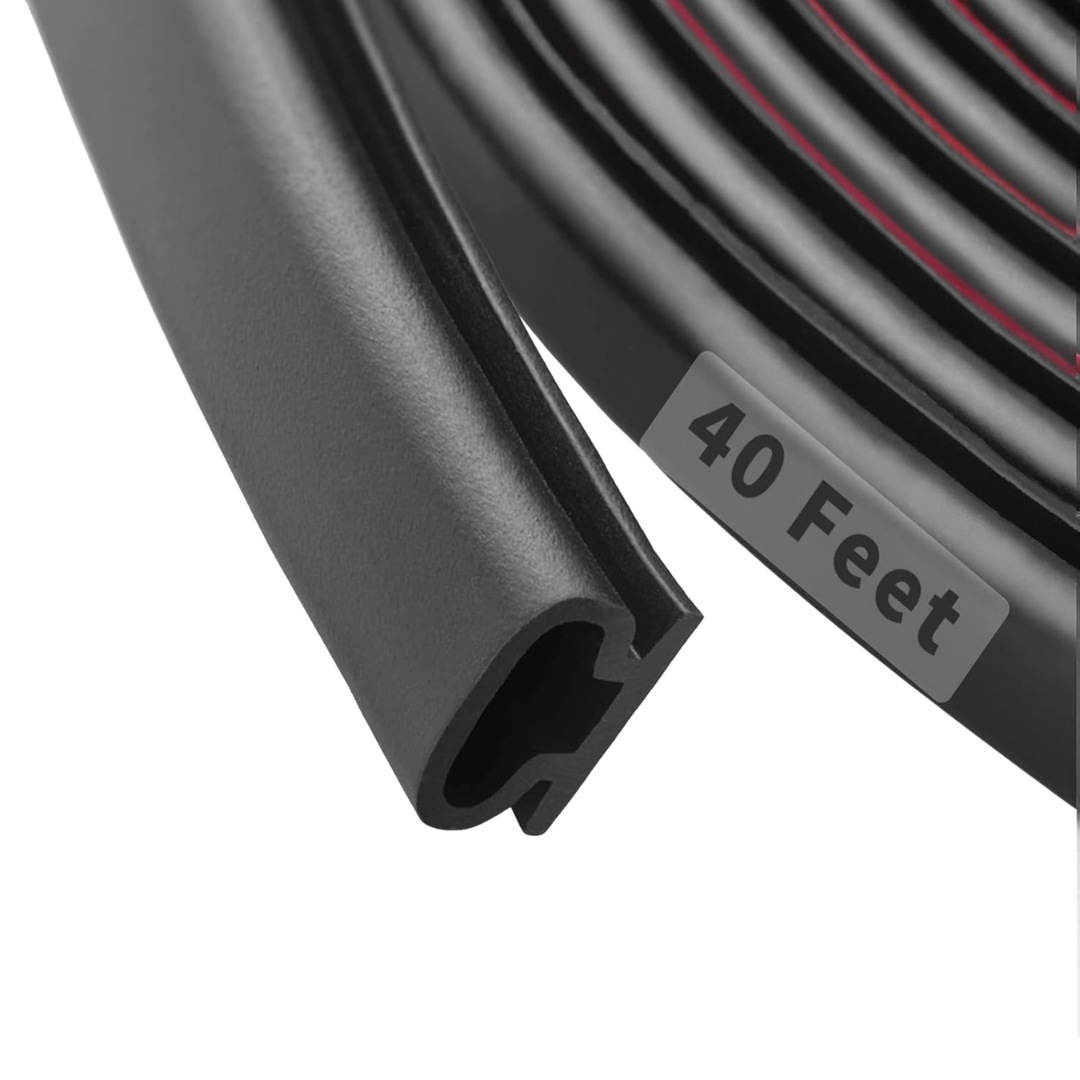 40-Ft D-Shape Rubber Weather Stripping Door Seal Strip (2 Colours)