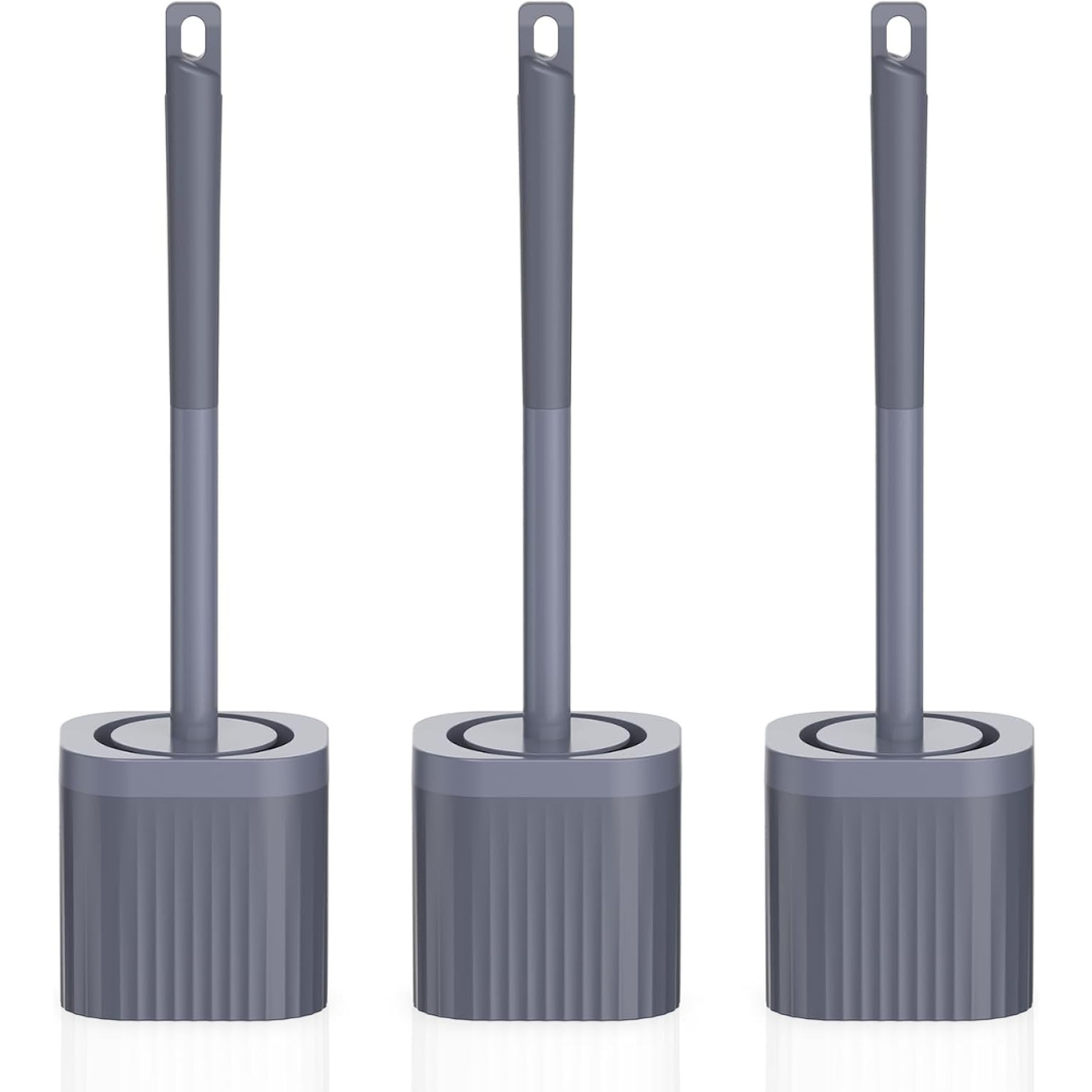 3-Pack Compact Toilet Bowl Brush Set with Holder