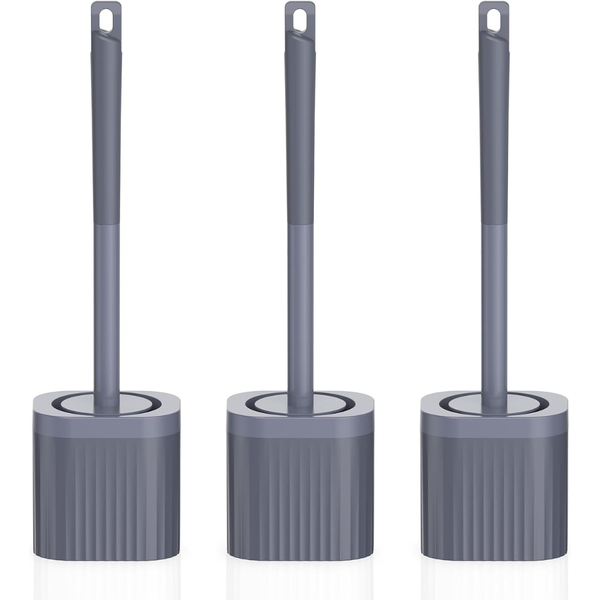 3-Pack Compact Toilet Bowl Brush Set with Holder