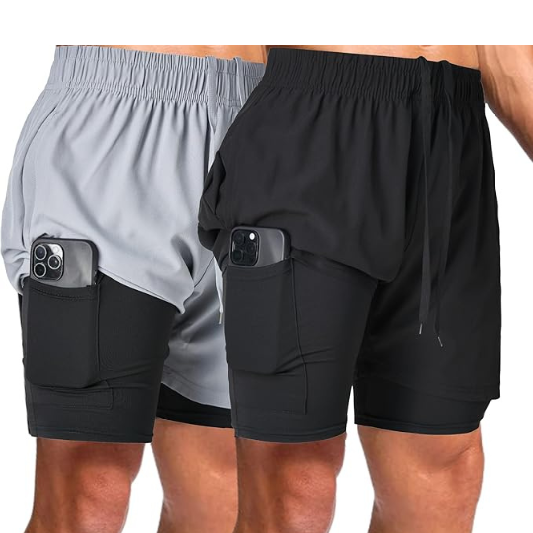2-Pack Ultra Performance Men's Athletic 2 in 1 Shorts