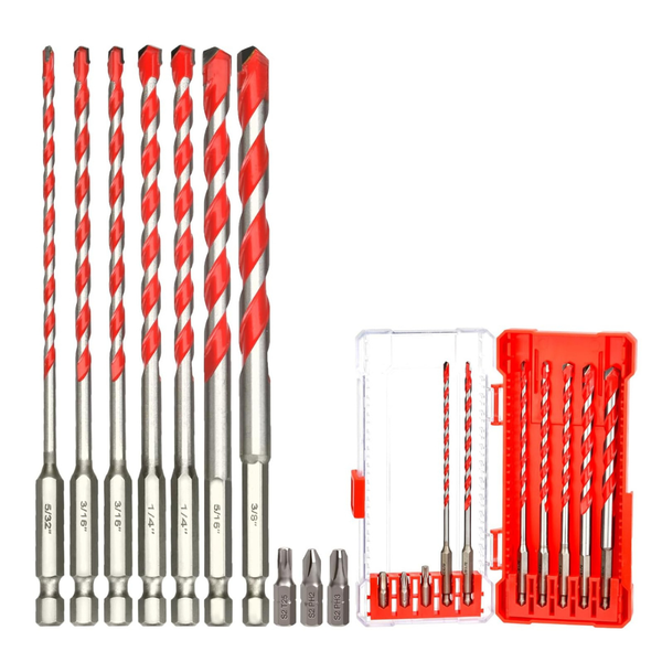 7-Piece 5/32"-3/8" Extension Masonry Drill Bit Set